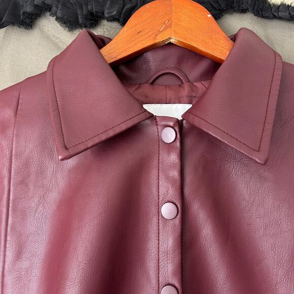 Jason Wu Burgundy Faux Leather Cape One Size - Picture 3 of 9